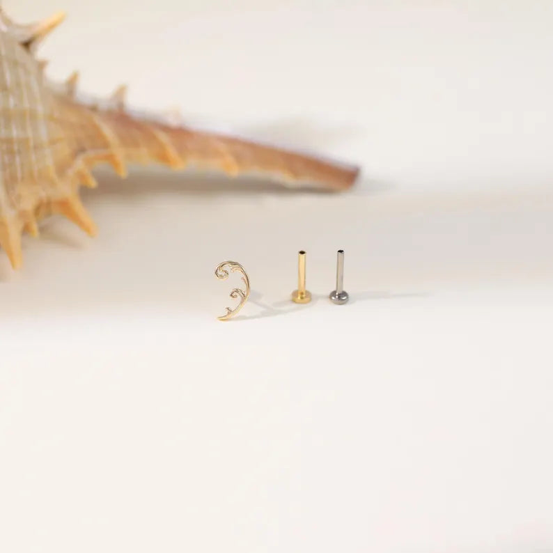 14K Solid Gold Vine Leaf Ear Climber