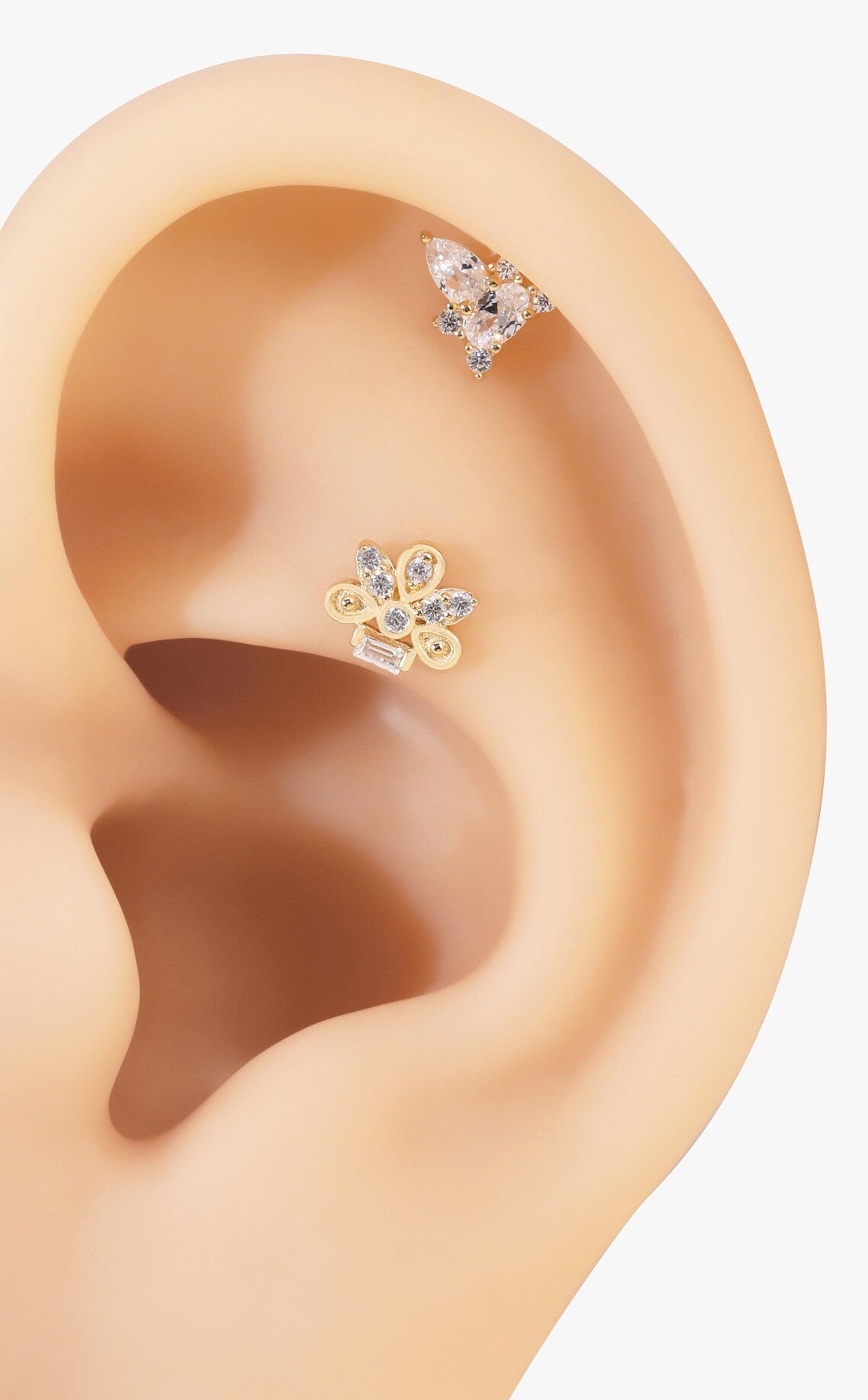 14K Threadless Bee Flat Back Stud
