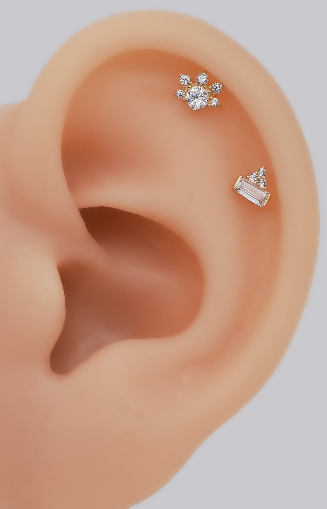 14K Gold Crown Cartilage Stud Earring