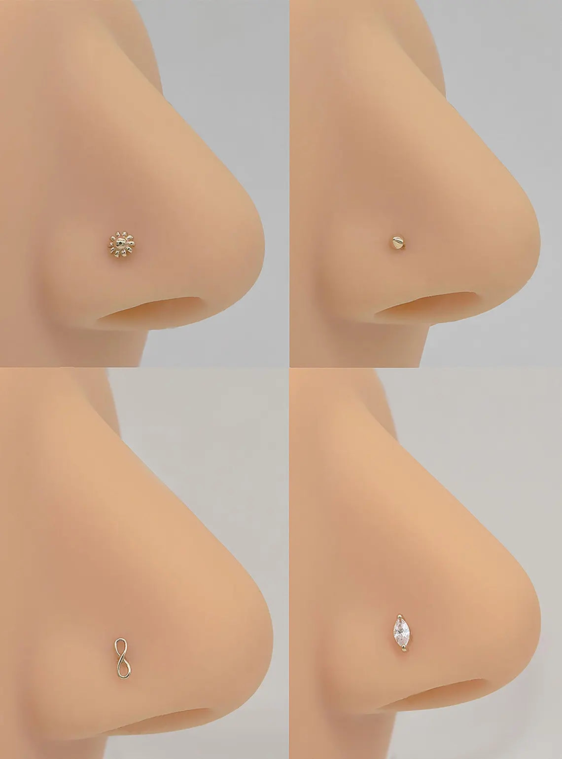 14k Gold Marquise Flower Nose Stud