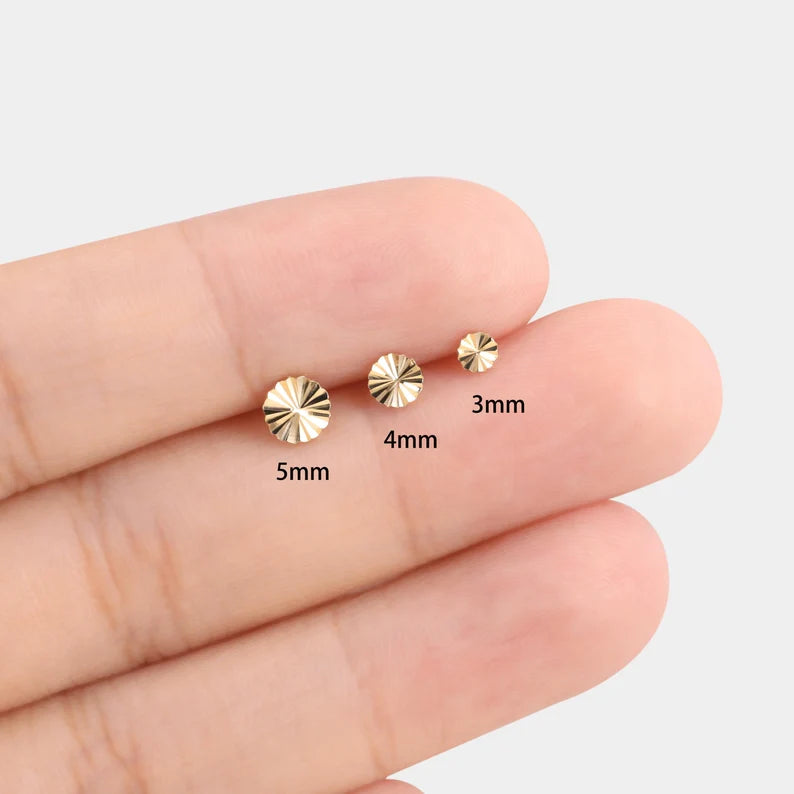 14K Solid Gold Whorl Disc Stud