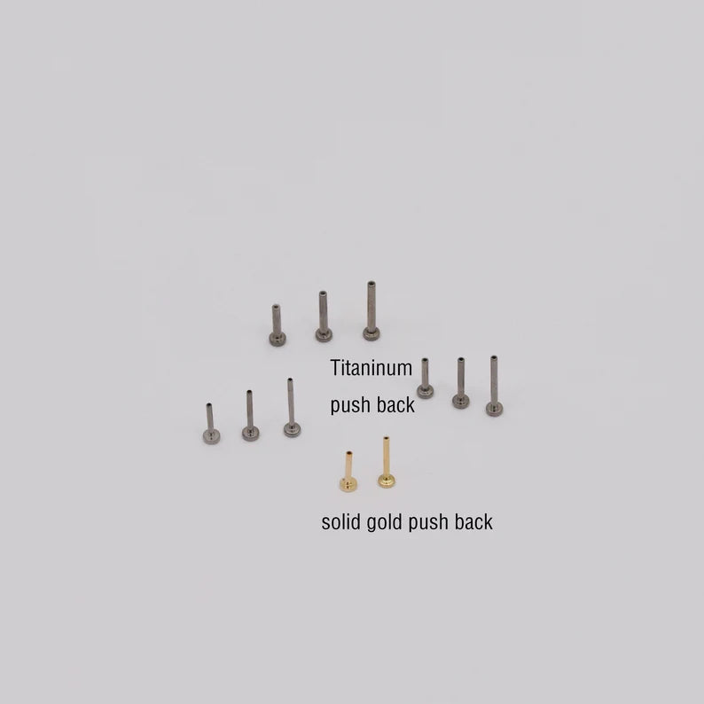 14K Gold Three Stone Cartilage Stud
