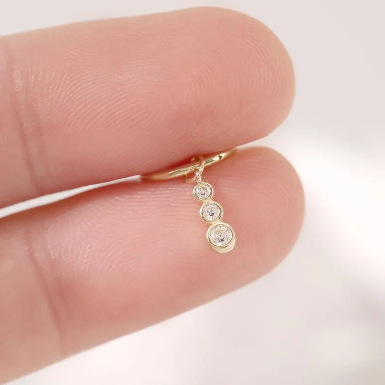 14K Gold Triple Braided Hoop Dangle Earring