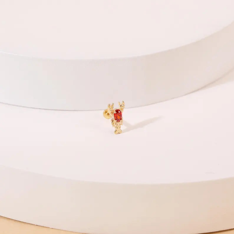 14K Gold Lobster Cartilage Stud