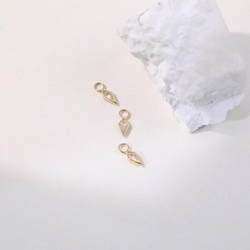 14K Gold Dangle Kite Geometric Stud Earring