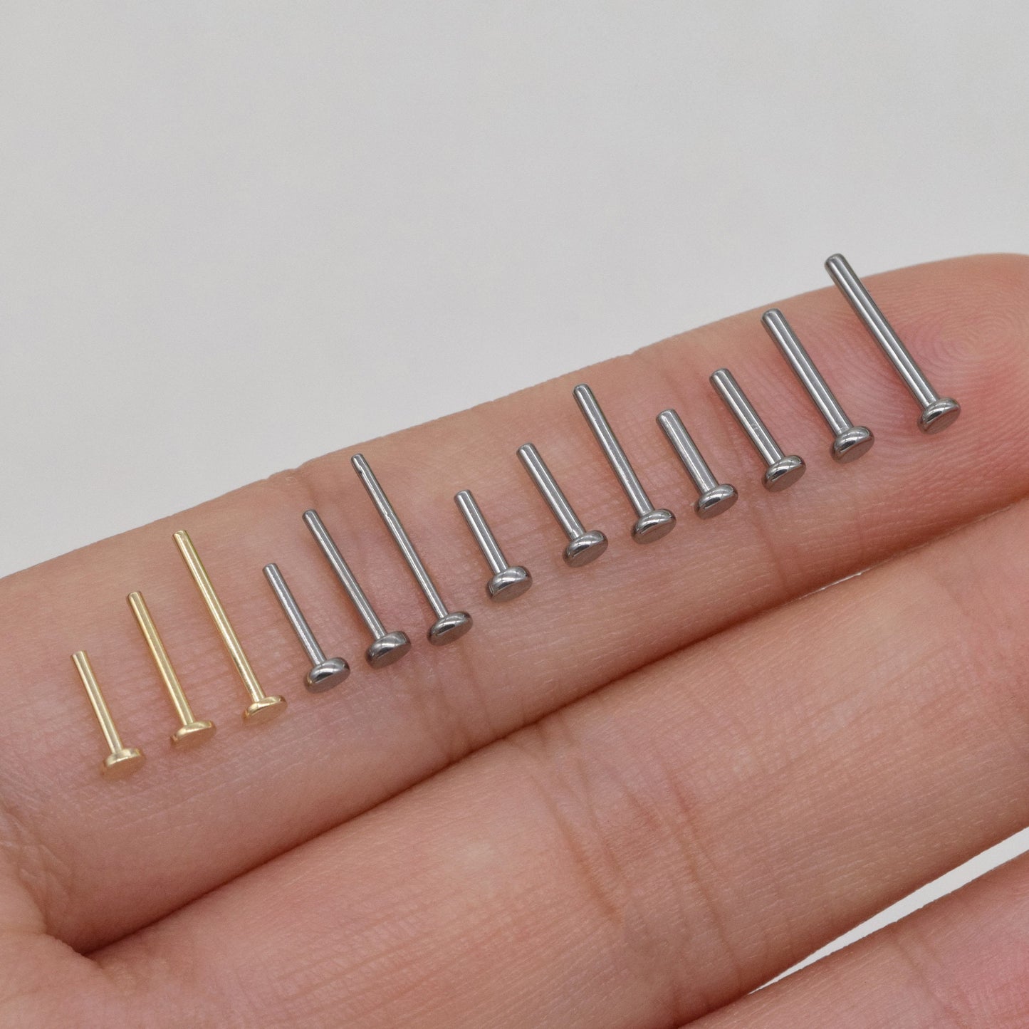 14K Solid Gold Flat Back Cartilage Stud 16G 18G 20G