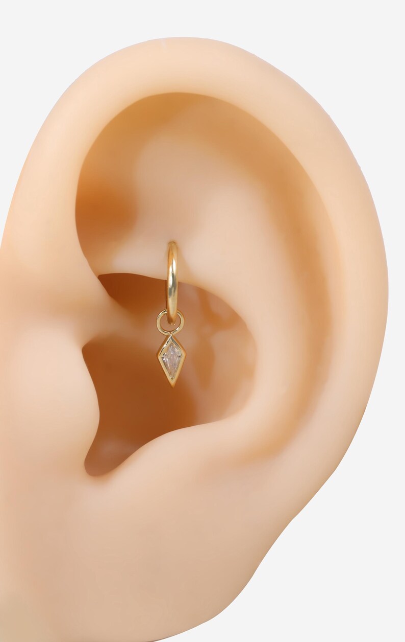14K Gold Dangle Kite Geometric Stud Earring