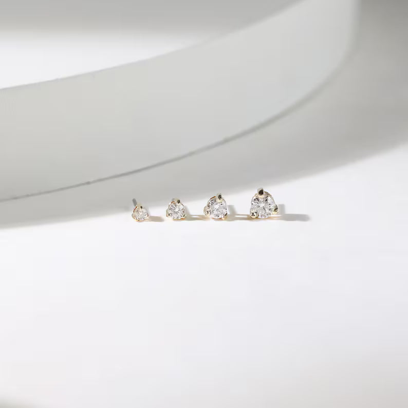14K Solid Gold Diamond Tiny Cartilage Stud