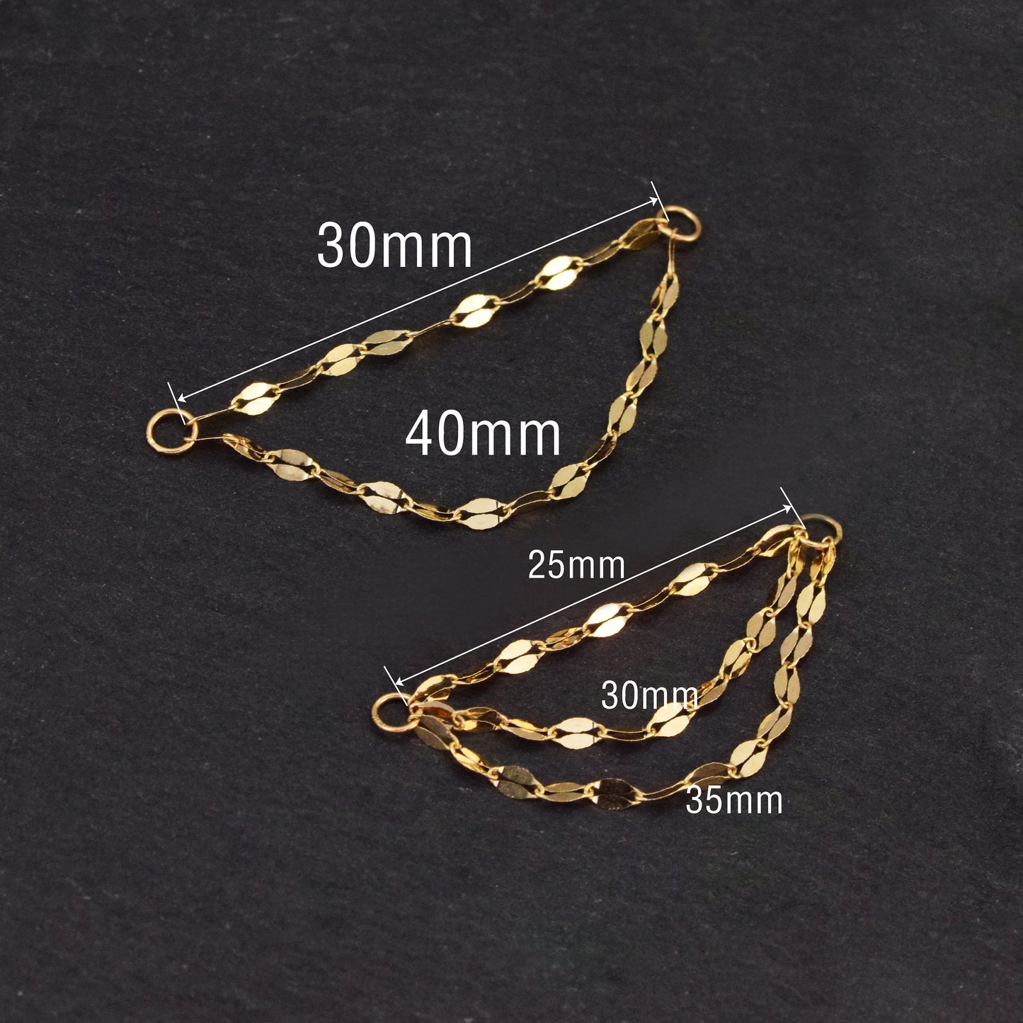 14K Solid Gold Sparkly Double Chain Cartilage Earring