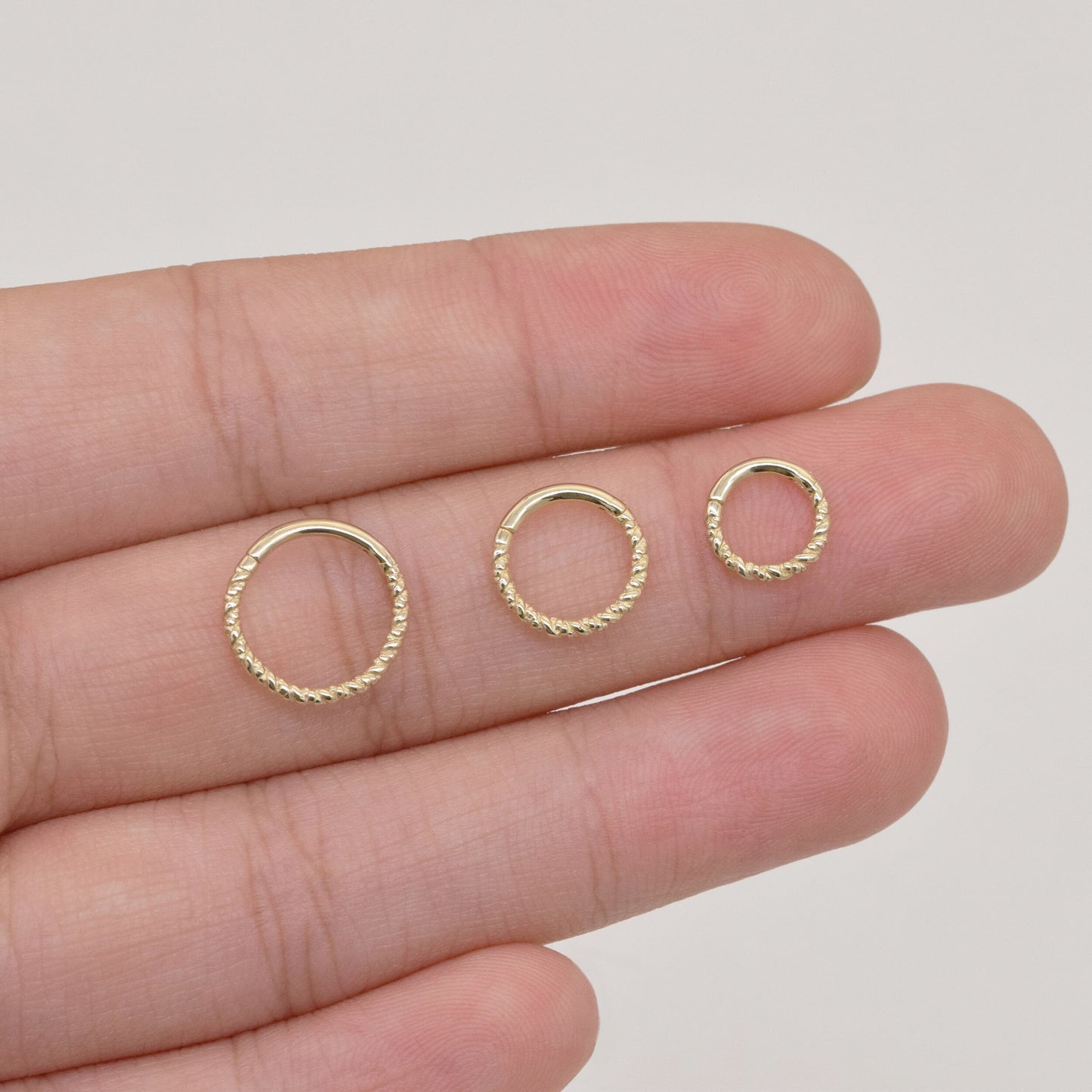 14K Solid Gold Twisted Septum Hoop 16G
