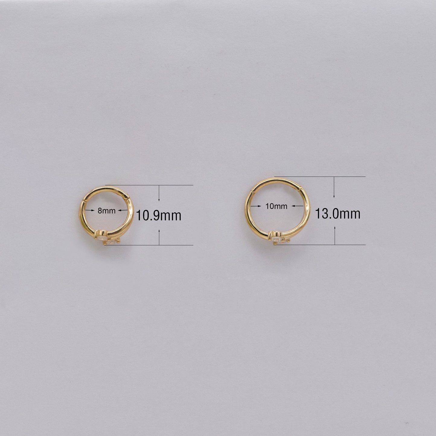 14K Solid Gold Triple Row Clicker Hoop 16G