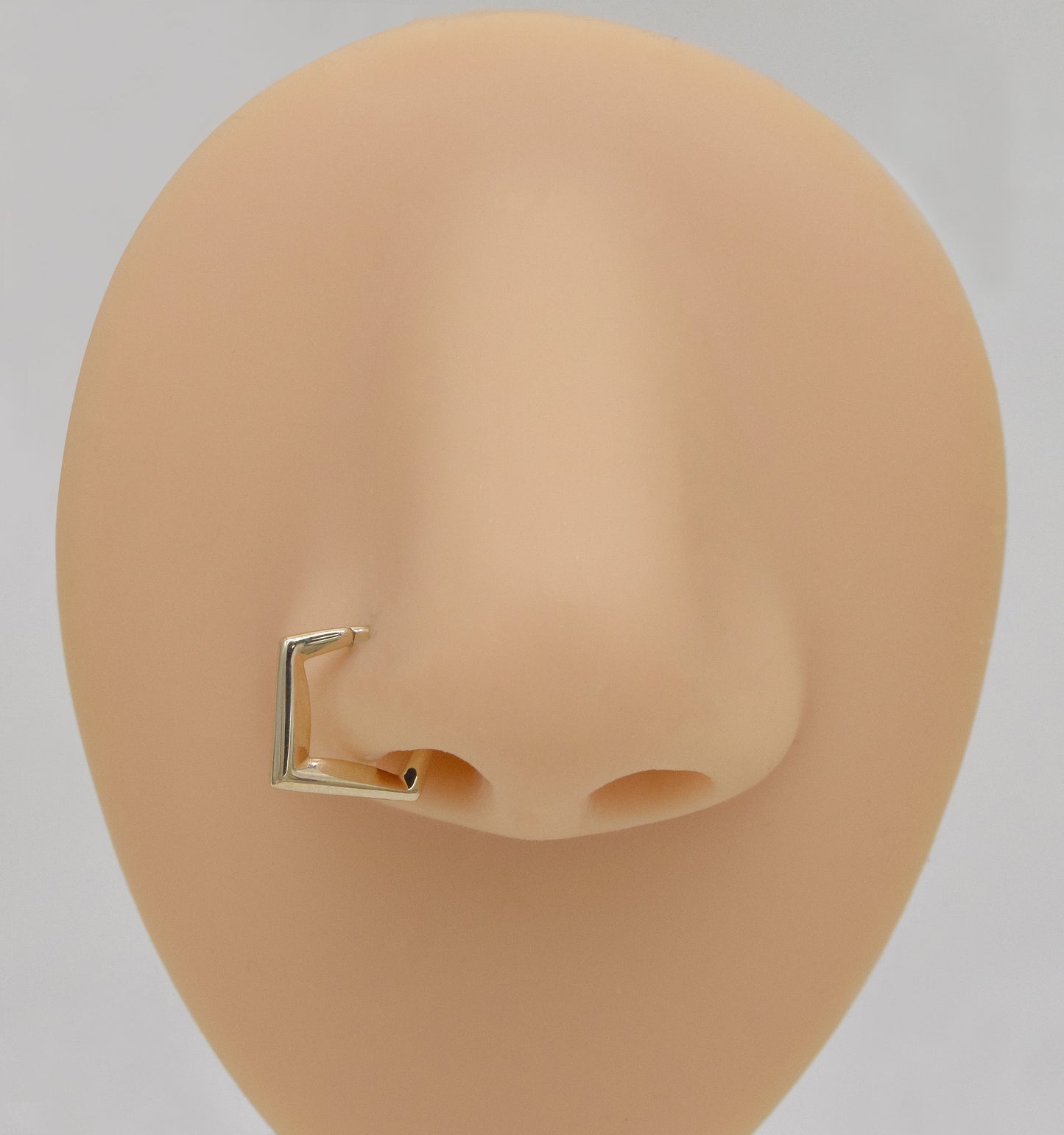 14K Solid Gold V-Shaped Septum Ring 16G