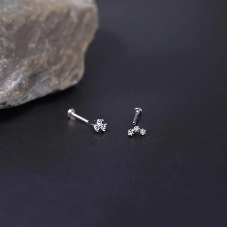14K White Gold Ear Climber Stud