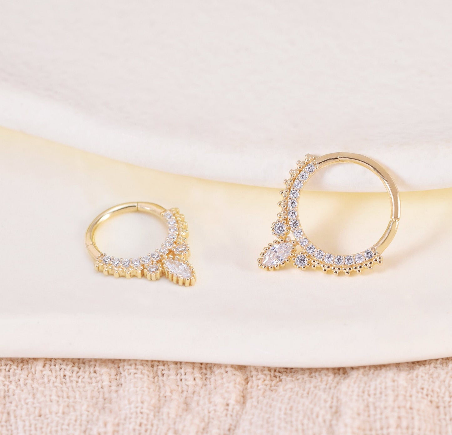14K Solid Gold Septum Daith Cartilage Hoop Nose Ring