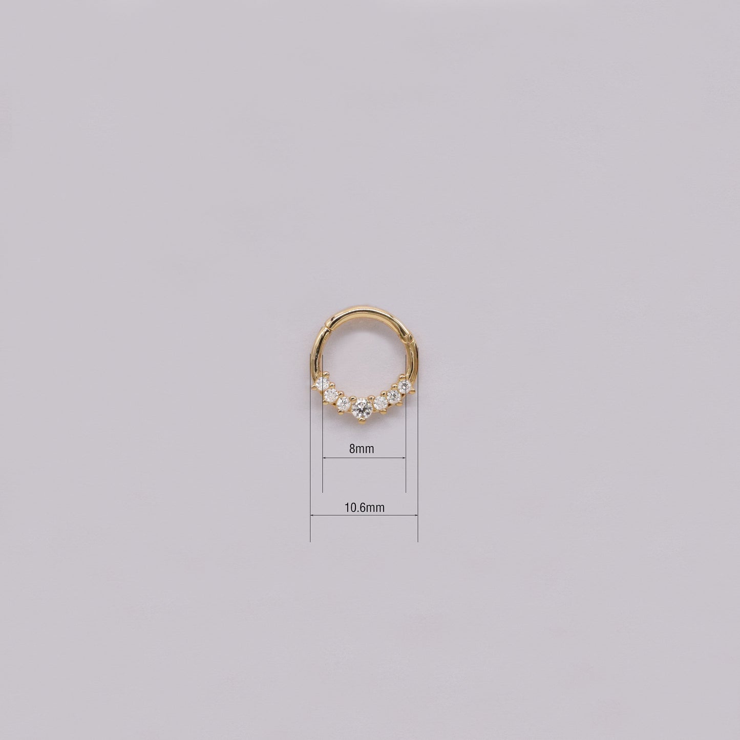 14K Solid Gold Diamond Septum Nose Ring Hinged Hoop 16g Gift For Her