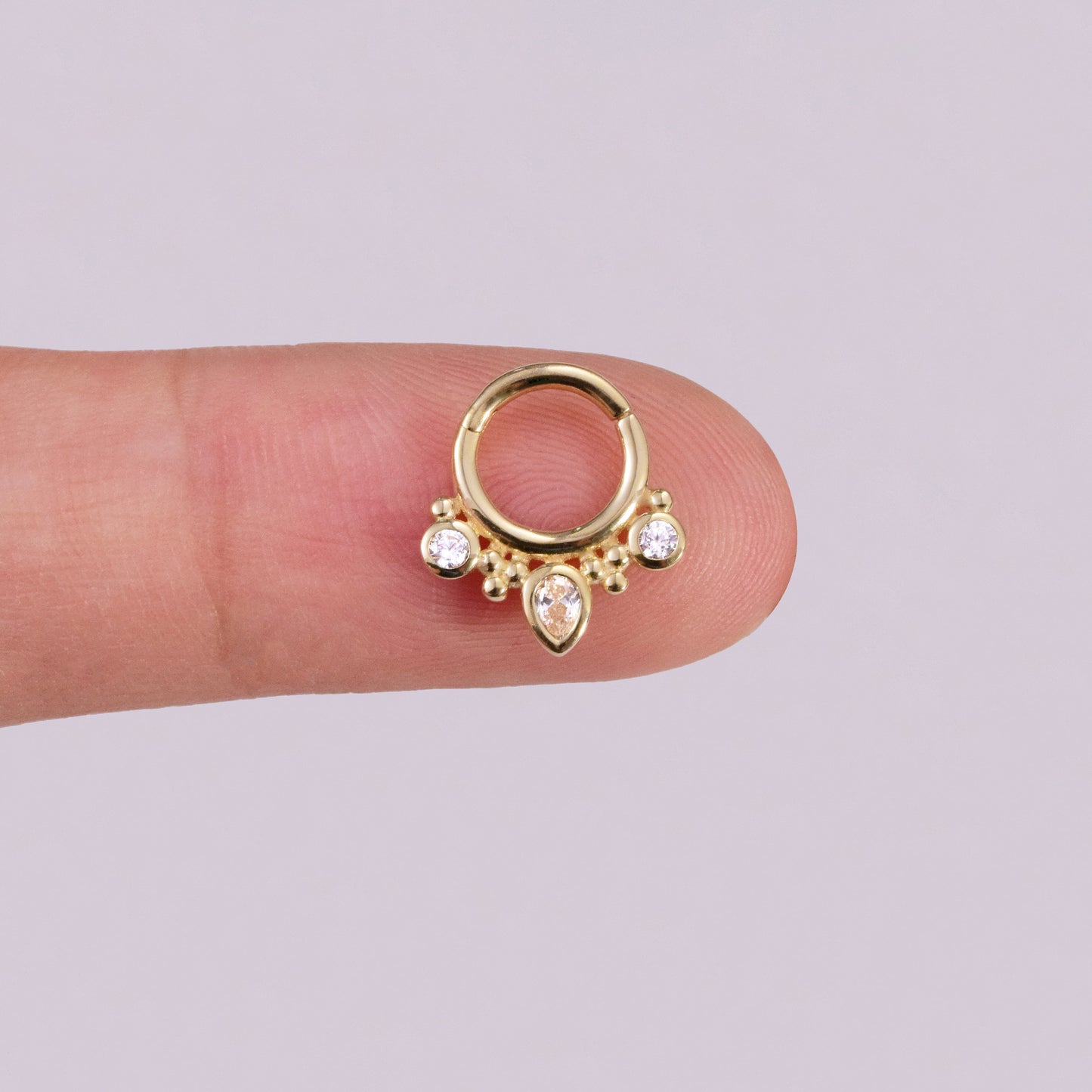 14K Solid Gold Teardrop Cartilage Hoop