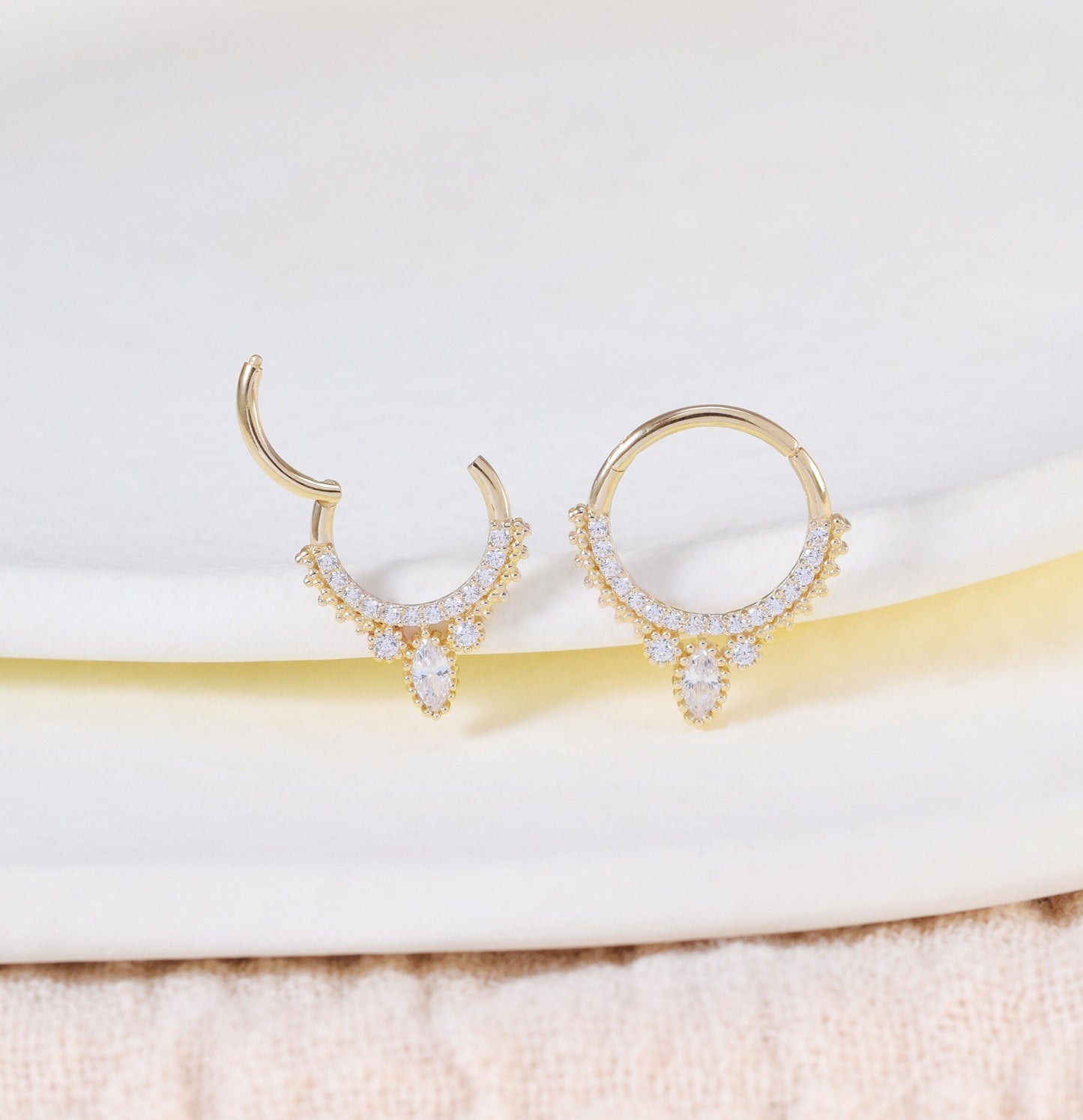 14K Solid Gold Septum Daith Cartilage Hoop Nose Ring