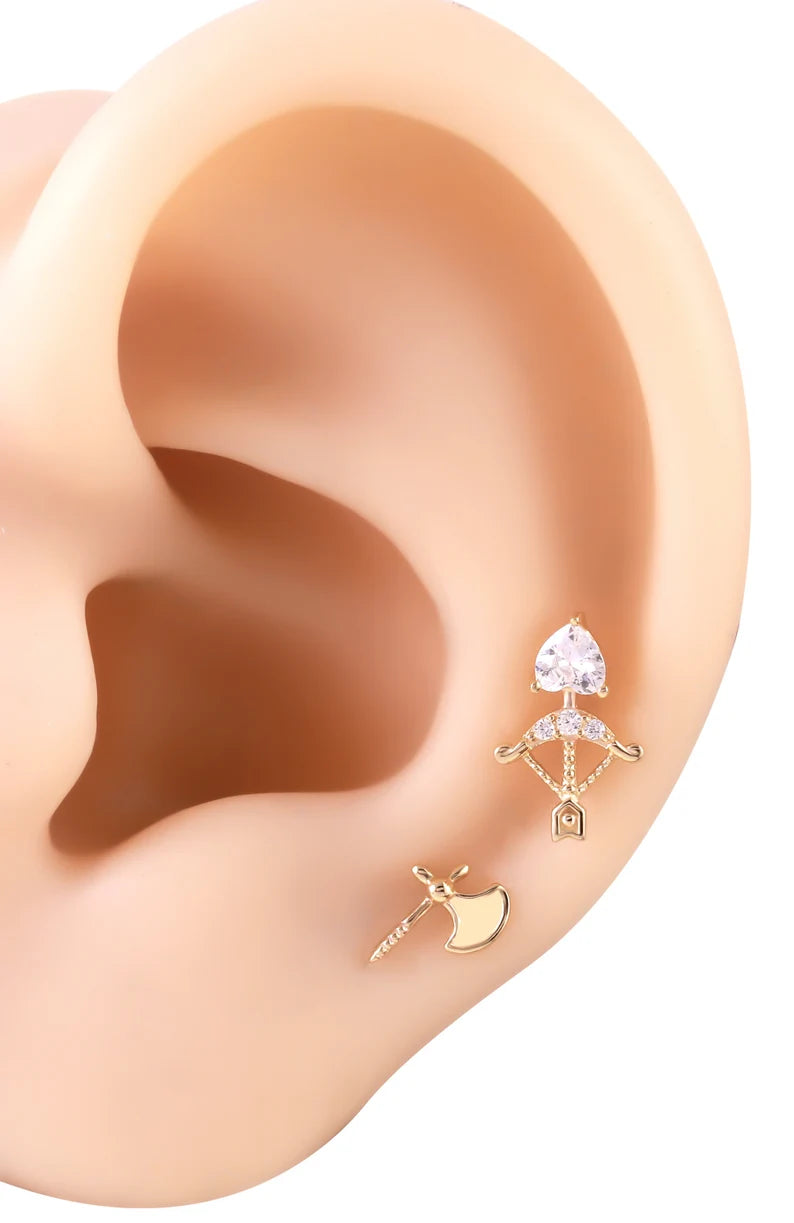 14K Gold Cupid’s Bow Helix Stud