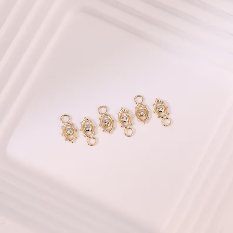 14K Gold Tiny Eye-Shaped Cartilage Hoop