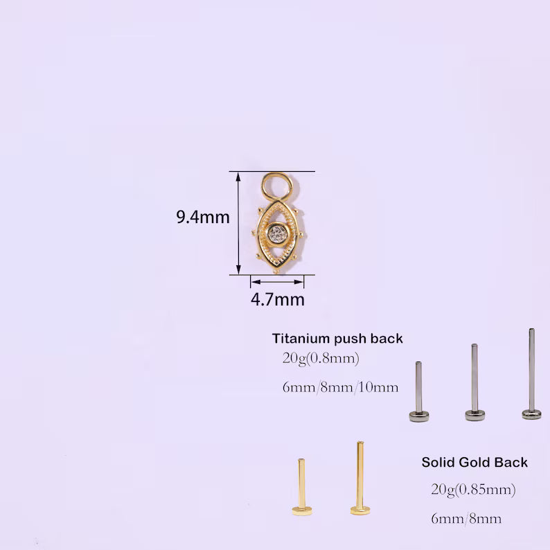 14K Gold Tiny Eye-Shaped Cartilage Hoop
