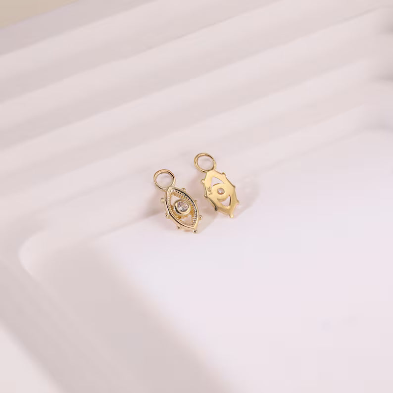 14K Gold Tiny Eye-Shaped Cartilage Hoop