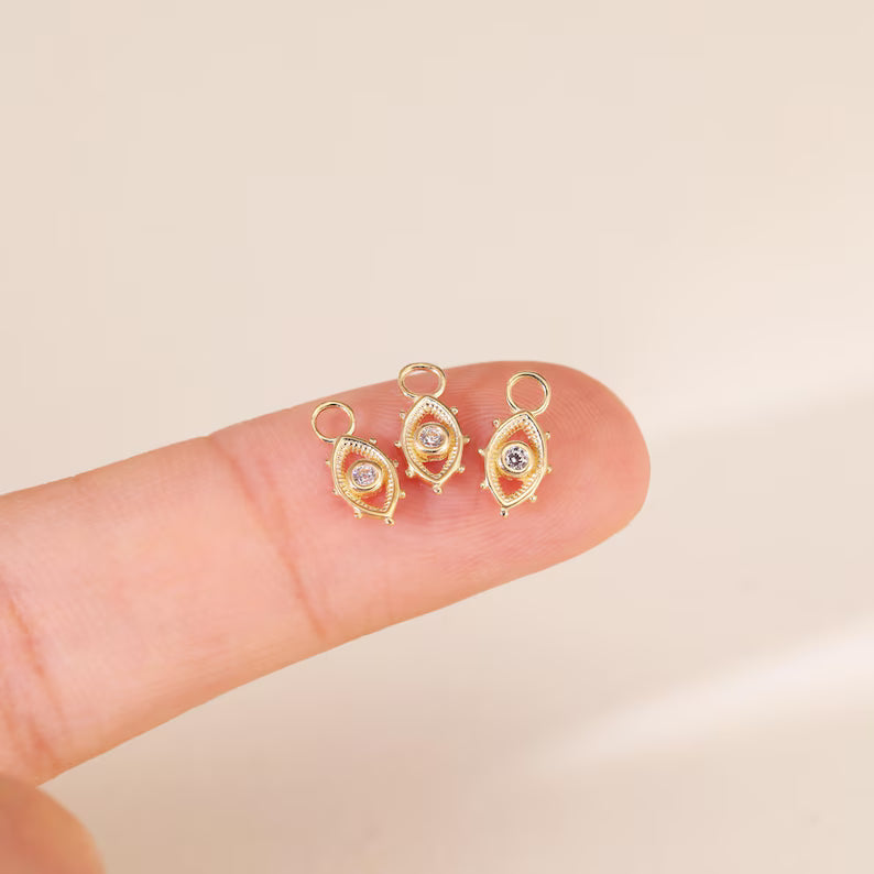 14K Gold Tiny Eye-Shaped Cartilage Hoop
