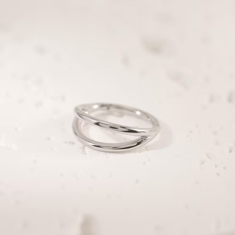 14K White Gold Double Row Hinged Hoop 16g