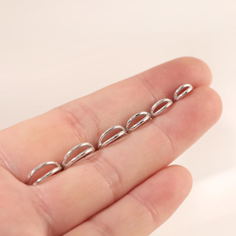 14K White Gold Double Row Hinged Hoop 16g