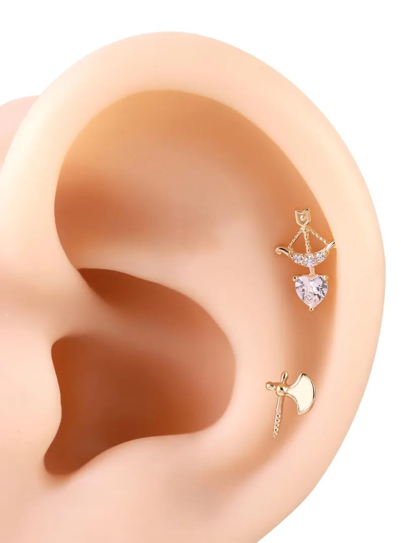 14K Gold Cupid’s Bow Helix Stud