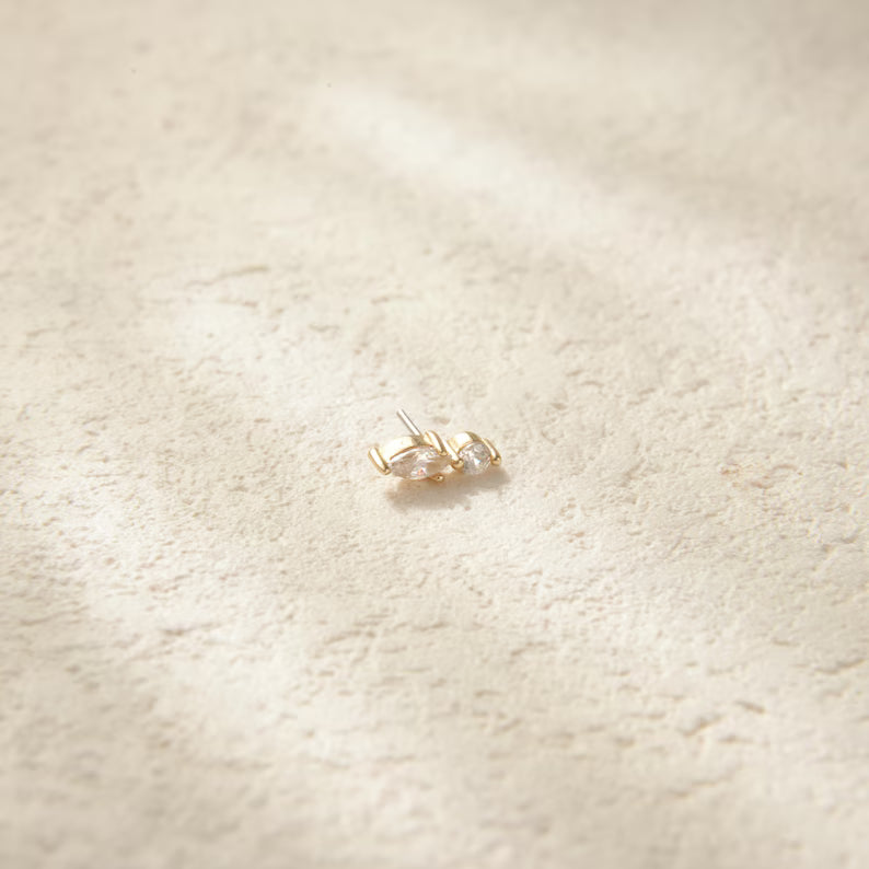 14K Gold Wave CZ Cartilage Stud