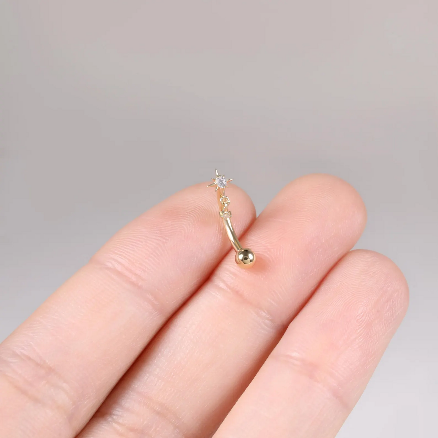 14K Solid Gold Starburst Dangle Rook Piercing