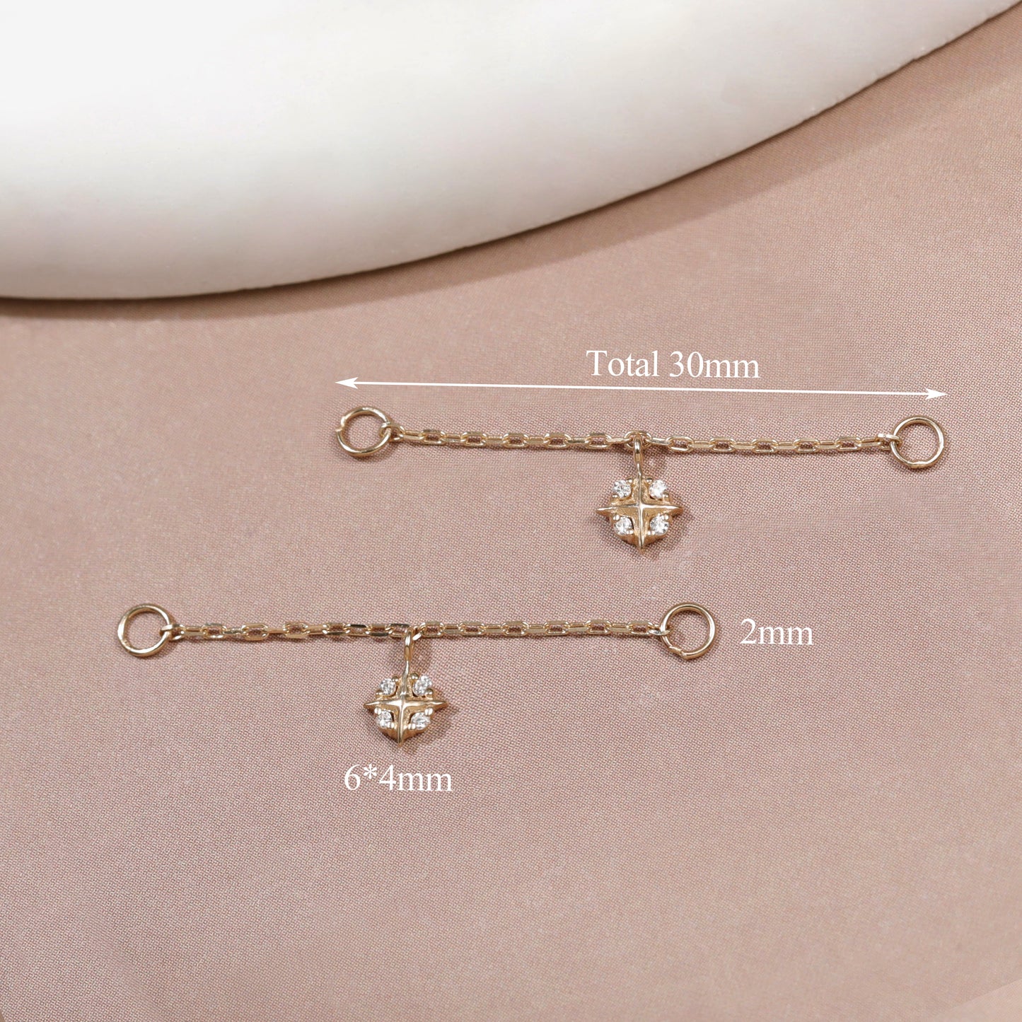 14K Solid Gold Dainty Drop Cross Chain