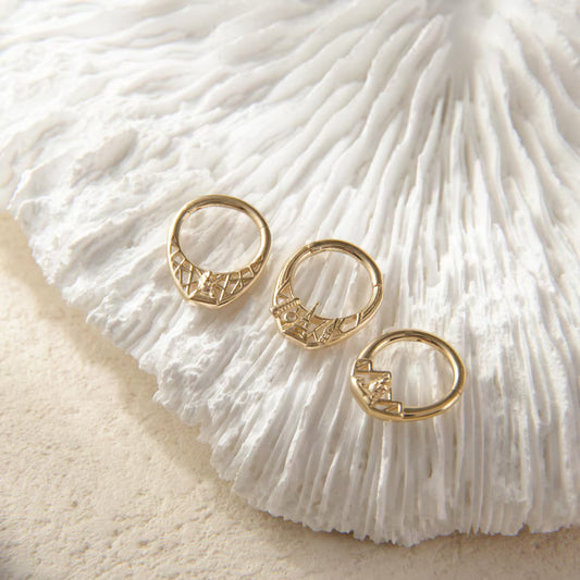 14K Gold Cityscape Septum Hoop Clicker 16G