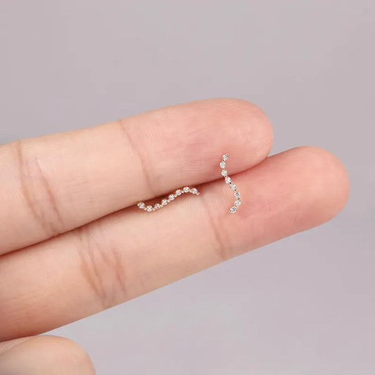 14K Solid Gold Crystal Climber Earring