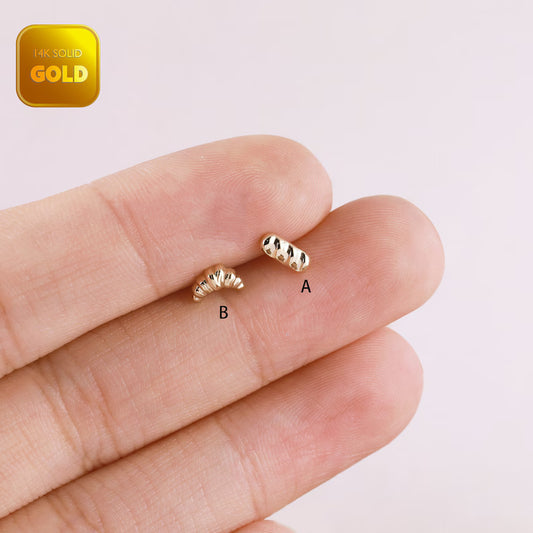 14K Gold Croissant Flat Back Earring