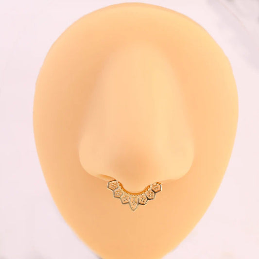 14K Gold Royal Floral Septum Clicker 16G