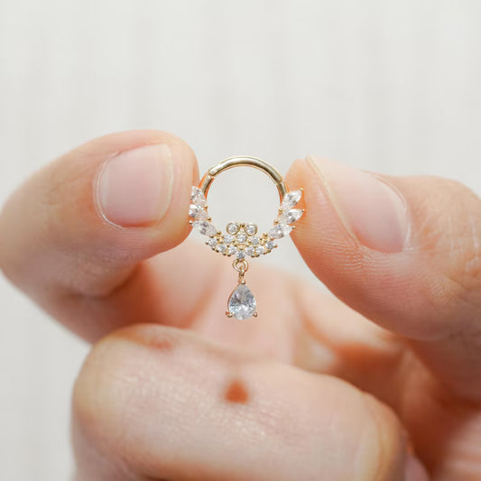 14K Gold Teardrop Septum Hoop 16G