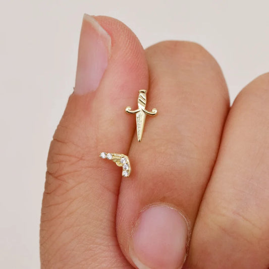 14K Solid Gold Tiny Toy Model Stud Earring 20g