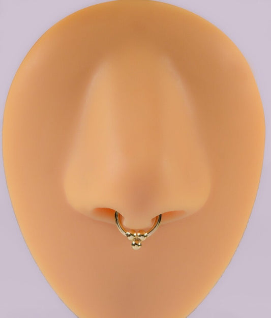 14K Gold Beaded Septum Hoop 16G