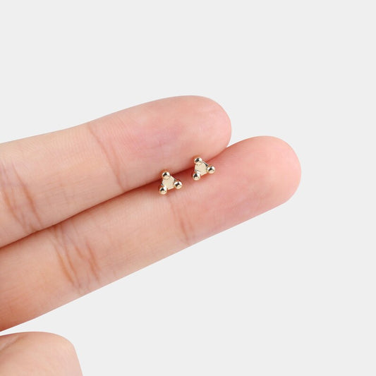 14K Solid Gold Triangle Helix Tragus Stud
