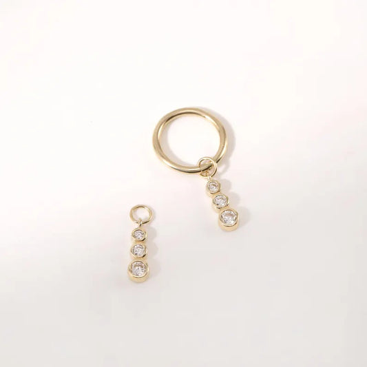 14K Gold Triple Braided Hoop Dangle Earring