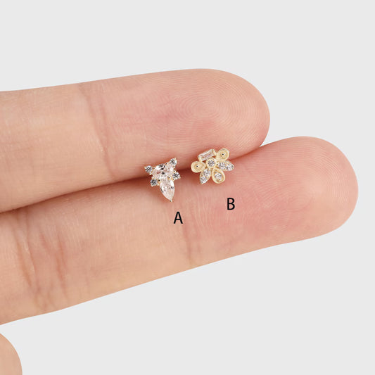 14K Threadless Bee Flat Back Stud