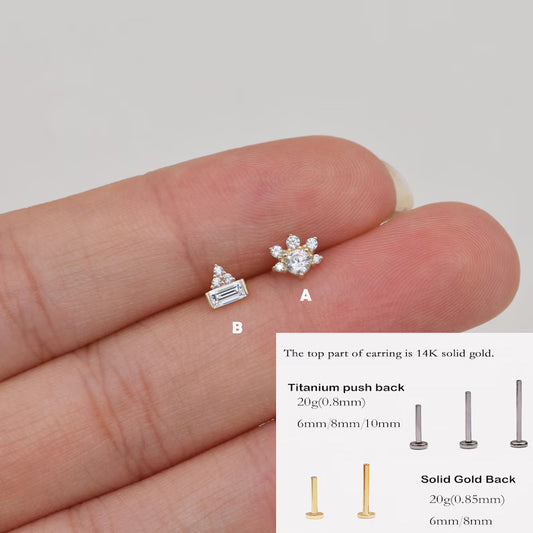 14K Gold Crown Cartilage Stud Earring