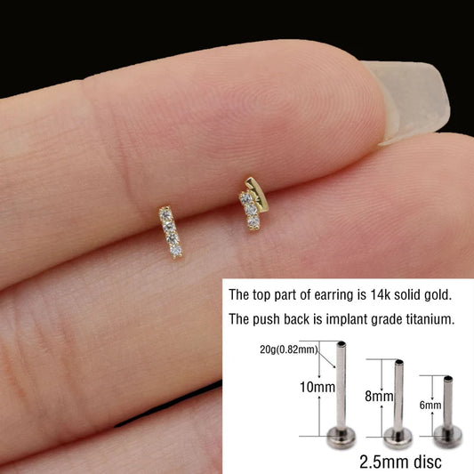 14K Gold Curved Bar Cartilage Stud Earring