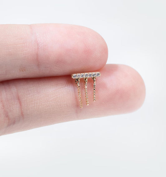 14K Solid Gold Forward Helix Stud
