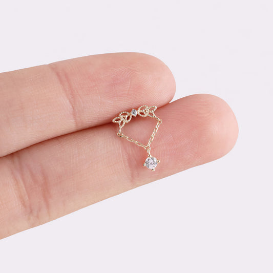 14K Gold Angel Wing Dangle Chain Earring