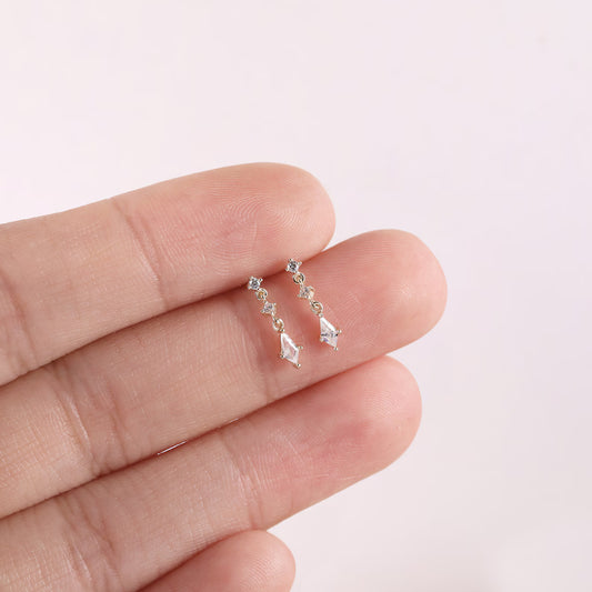 14K Gold Kite Dangle Chain Stud