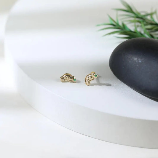 14k Gold Lizard Stud Cartilage Earring