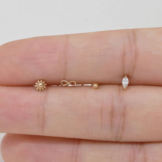14k Gold Marquise Flower Nose Stud