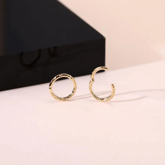 14K Gold Petal Hinged Hoop Nose Ring 16g